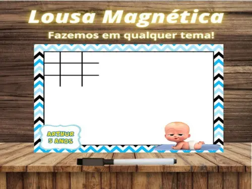 Lousa Magnética + Jogo da Velha Poderoso Chefinho c Emb