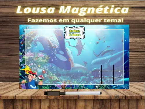 Lousa Magnética + Jogo da Velha Pokémon com Embalagem