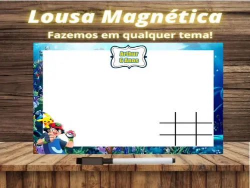Lousa Magnética + Jogo da Velha Pokémon com Embalagem