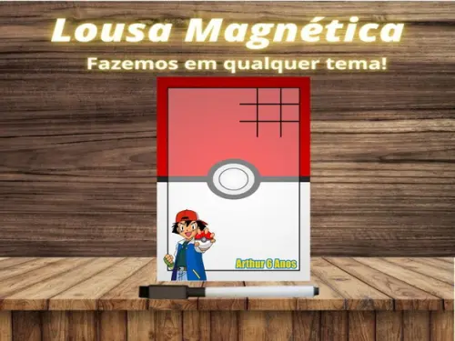 Lousa Magnética + Jogo da Velha Pokémon com Embalagem