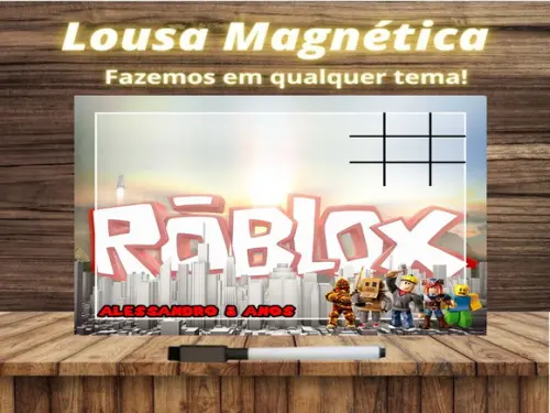 Lousa Magnética + Jogo da Velha Roblox com Embalagem