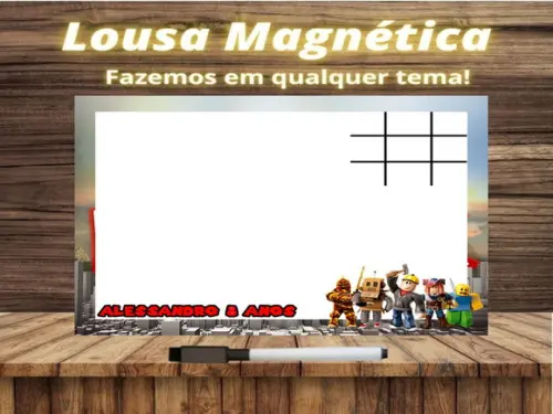 Lousa Magnética + Jogo da Velha Roblox com Embalagem