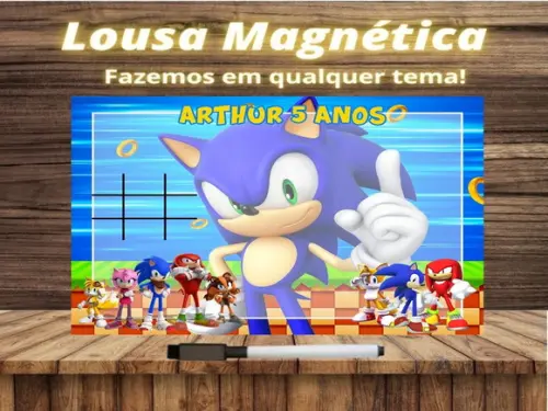 Lousa Magnética + Jogo da Velha Sonic com Embalagem