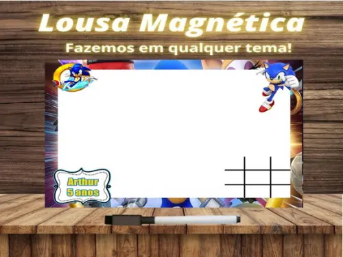 Lousa Magnética + Jogo da Velha Sonic com Embalagem