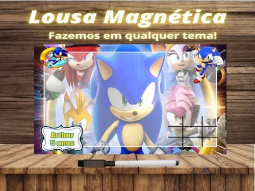 Lousa Magnética + Jogo da Velha Sonic com Embalagem