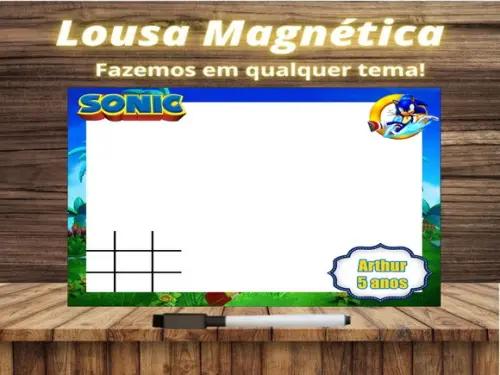 Lousa Magnética + Jogo da Velha Sonic com Embalagem