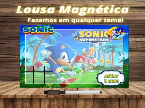 Lousa Magnética + Jogo da Velha Sonic com Embalagem
