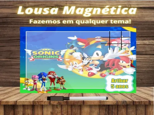 Lousa Magnética + Jogo da Velha Sonic com Embalagem