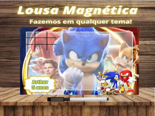 Lousa Magnética + Jogo da Velha Sonic com Embalagem