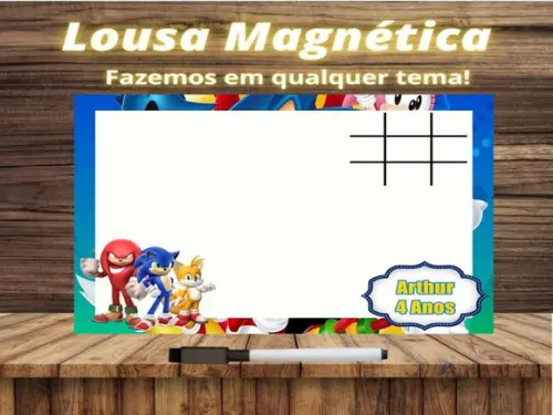 Lousa Magnética + Jogo da Velha Sonic com Embalagem