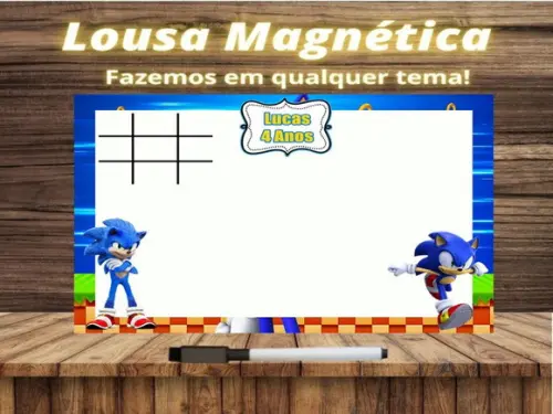 Lousa Magnética + Jogo da Velha Sonic com Embalagem