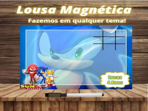 Lousa Magnética + Jogo da Velha Sonic com Embalagem