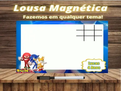 Lousa Magnética + Jogo da Velha Sonic com Embalagem