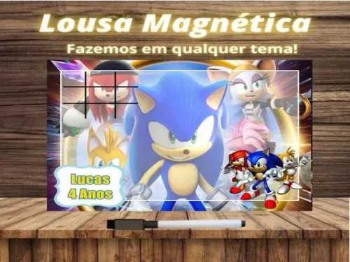 Lousa Magnética + Jogo da Velha Sonic com Embalagem