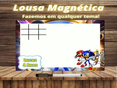 Lousa Magnética + Jogo da Velha Sonic com Embalagem