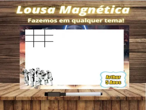 Lousa Magnética + Jogo da Velha Star Wars com Embalagem