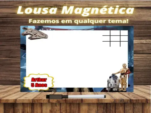 Lousa Magnética + Jogo da Velha Star Wars com Embalagem