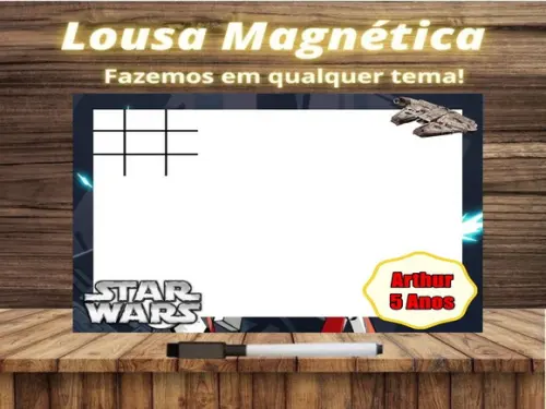 Lousa Magnética + Jogo da Velha Star Wars com Embalagem