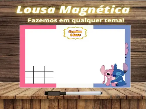 Lousa Magnética + Jogo da Velha Stitch com Embalagem