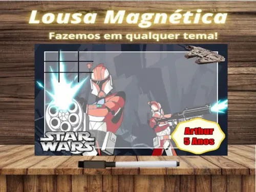 Lousa Magnética + Jogo da Velha Star Wars com Embalagem