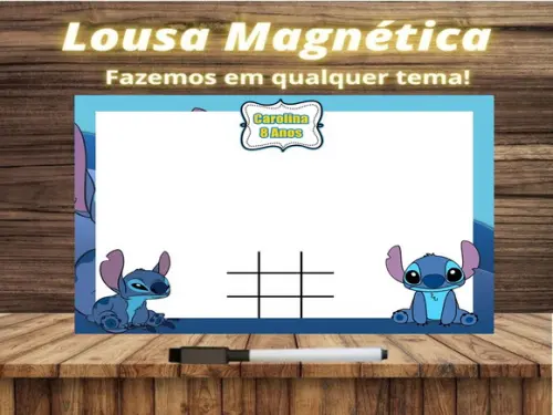 Lousa Magnética + Jogo da Velha Stitch com Embalagem