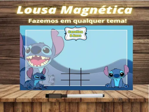 Lousa Magnética + Jogo da Velha Stitch com Embalagem