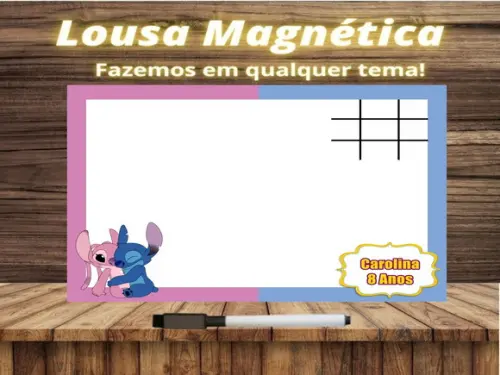Lousa Magnética + Jogo da Velha Stitch com Embalagem