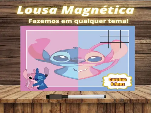 Lousa Magnética + Jogo da Velha Stitch com Embalagem