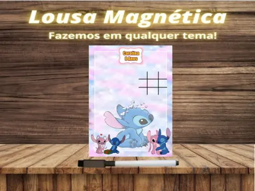 Lousa Magnética + Jogo da Velha Stitch com Embalagem