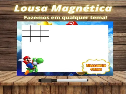 Lousa Magnética + Jogo da Velha Super Mário com Embalagem