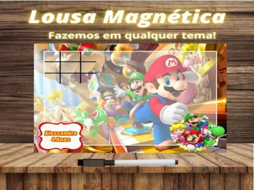 Lousa Magnética + Jogo da Velha Super Mário com Embalagem