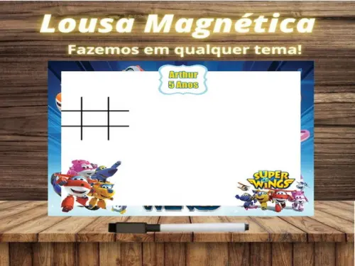 Lousa Magnética + Jogo da Velha Super Wings com Embalagem