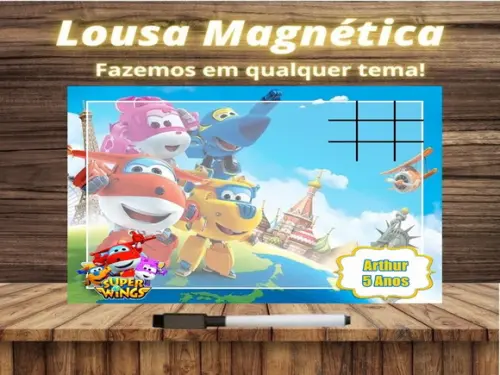 Lousa Magnética + Jogo da Velha Super Wings com Embalagem