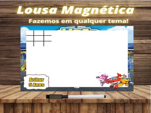 Lousa Magnética + Jogo da Velha Super Wings com Embalagem