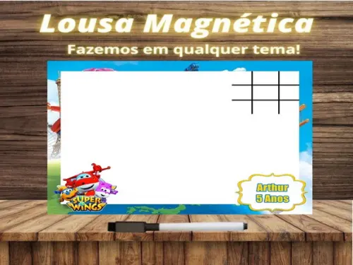 Lousa Magnética + Jogo da Velha Super Wings com Embalagem