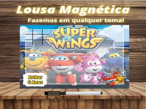 Lousa Magnética + Jogo da Velha Super Wings com Embalagem