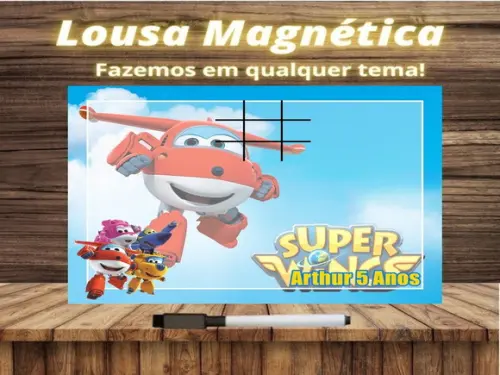 Lousa Magnética + Jogo da Velha Super Wings com Embalagem