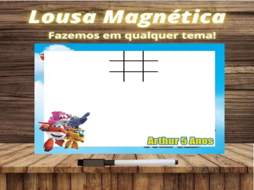 Lousa Magnética + Jogo da Velha Super Wings com Embalagem