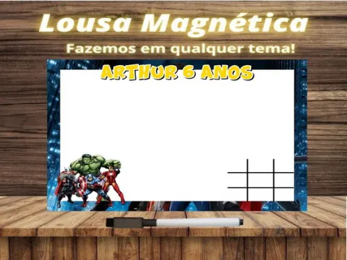 Lousa Magnética + Jogo da Velha Vingadores com Embalagem
