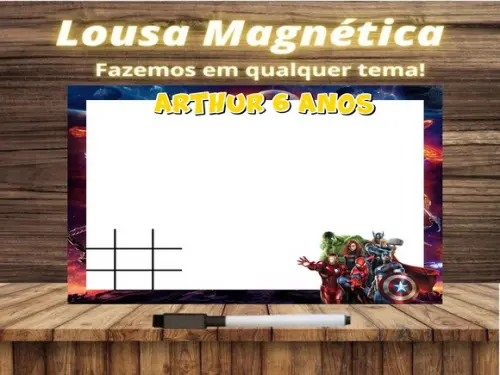 Lousa Magnética + Jogo da Velha Vingadores com Embalagem
