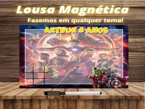 Lousa Magnética + Jogo da Velha Vingadores com Embalagem