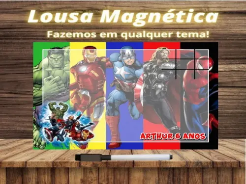 Lousa Magnética + Jogo da Velha Vingadores com Embalagem
