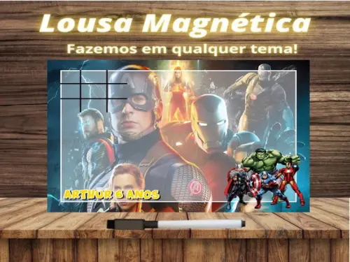 Lousa Magnética + Jogo da Velha Vingadores com Embalagem