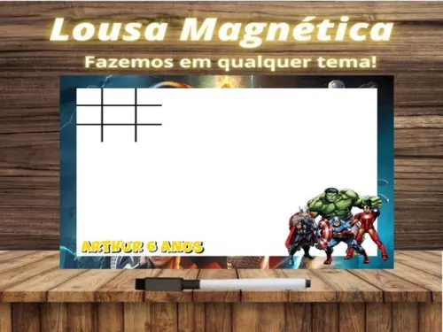Lousa Magnética + Jogo da Velha Vingadores com Embalagem