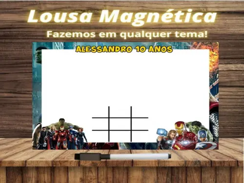 Lousa Magnética + Jogo da Velha Vingadores com Embalagem