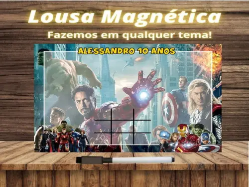 Lousa Magnética + Jogo da Velha Vingadores com Embalagem