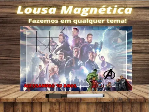 Lousa Magnética + Jogo da Velha Vingadores com Embalagem