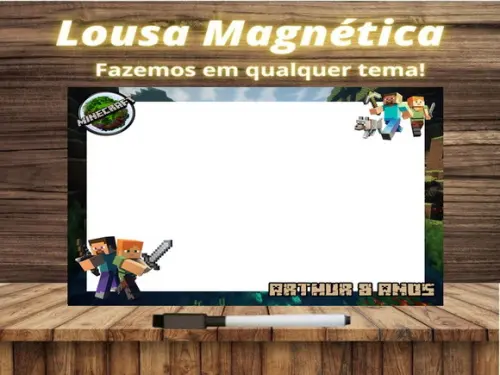 Lousa Magnética Minecraft com Embalagem