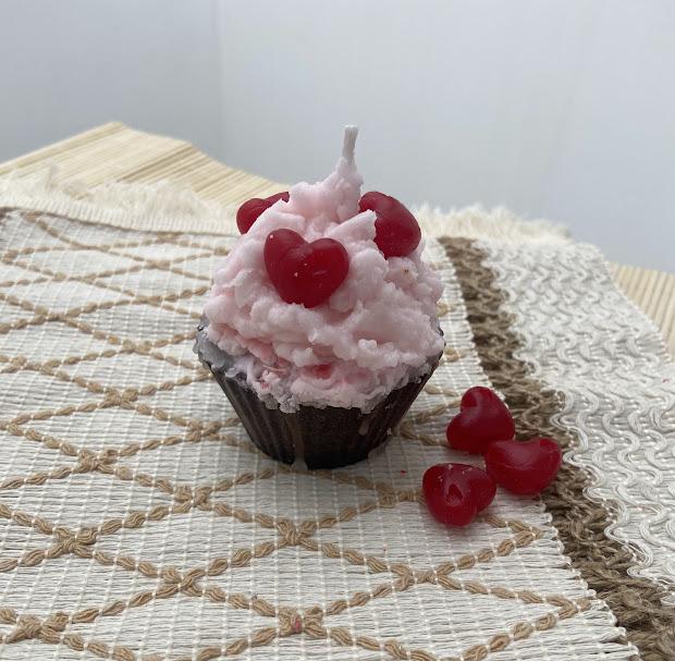 Vela cupcake corações