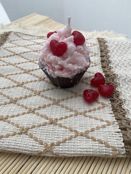 Vela cupcake corações